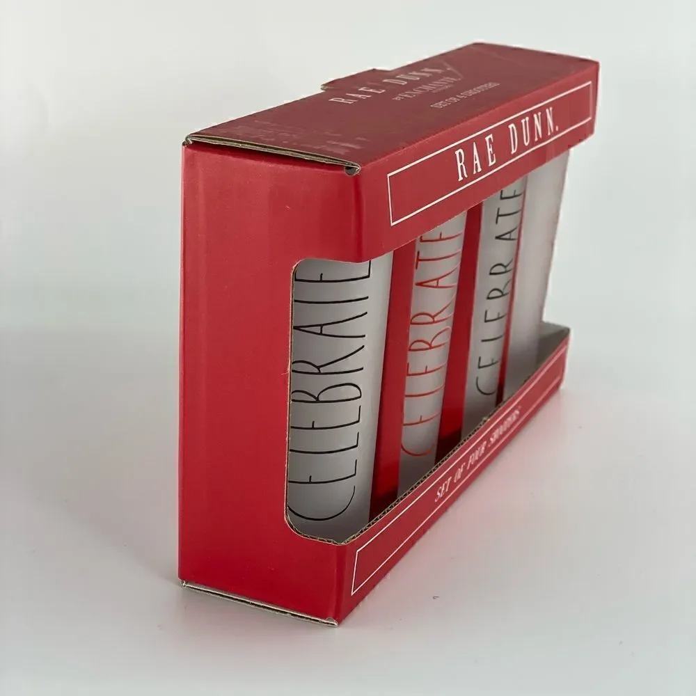 Rae Dunn Set of 4 Celebrate Shot Glass Shooters